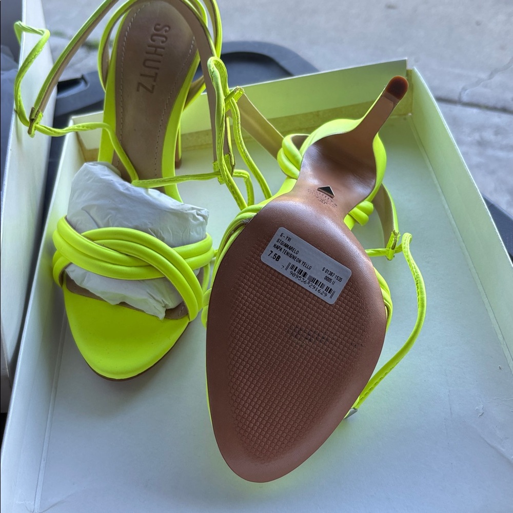 SCHUTZ Vibrant Yellow Strappy Heels - Picture 2 of 3